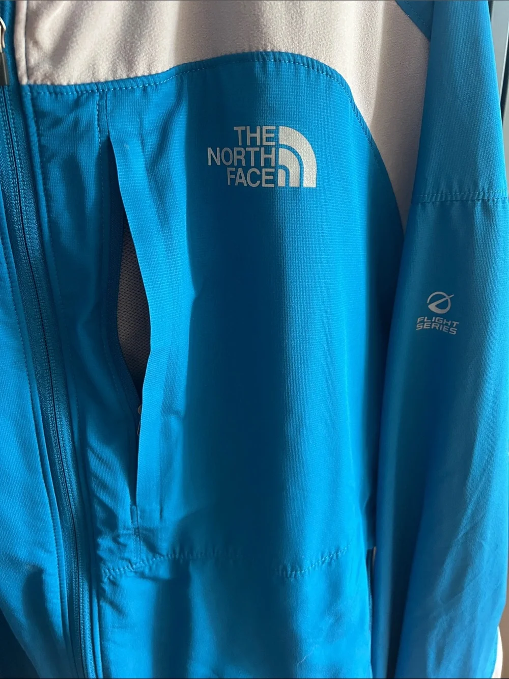 The North Face Flight Series Blue and White Zip-Front Athletic Jacket